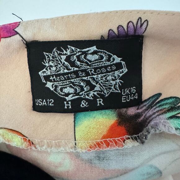 HEARTS & ROSES Dress‎ 12 Sandy Birds Peach Tropical Novelty Vintage Repro Birds - Picture 11 of 14